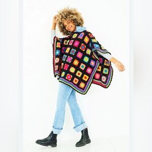 Colorful Handmade Crochet Poncho Sweater